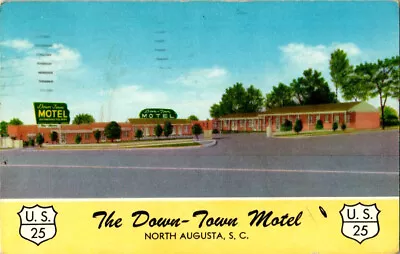 Down Town Motel North Augusta South Carolina Postcard. Cancel 1960 • $5