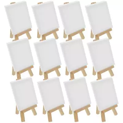 12 Pack 2  X 3  Canvas With 5  Mini Wood Display Easel Kit Artist Tripod Stand • $17.99