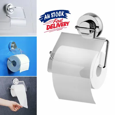 Stainless Steel Suction Cup No Drilling Tissue Rack Toilet Roll Holder Pro Paper • $15.65