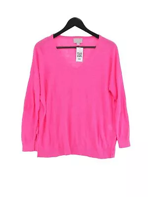 Pure Women's Jumper UK 10 Pink 100% Linen V-Neck Pullover • £30.40