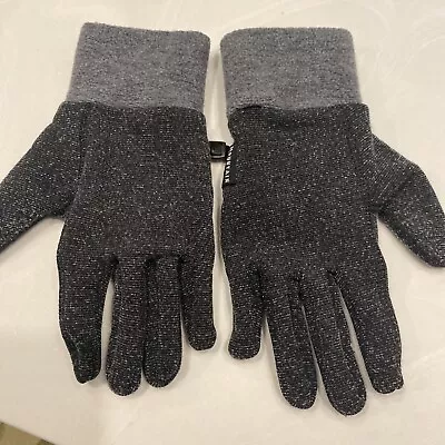 NEW Mountain Hardwear Men’s Black & Gray Knit Stretch Gloves Fleece Cuff Size M • $19.99