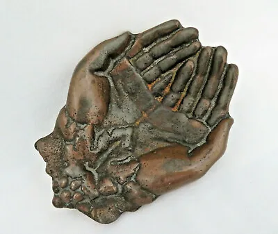 Antique Victorian Hands Bronze Metal Dresser Jewelry Tray Dish • $89