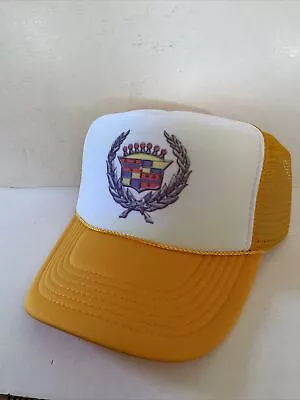 Vintage Cadillac Hat Caddy Automobile Trucker Hat Adjustable Snapback Gold • $18.99