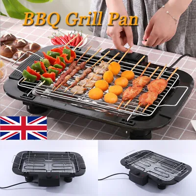 £18.80 • Buy Electric BBQ Grill Table Top Barbecue Griddle Camping Outdoor Indoor Poratble