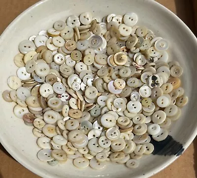 Lot Of 550+ Vintage Small Mother Of Pearl MOP Buttons 2-Hole Great Shape! • $14.50