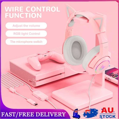 $48.49 • Buy ONIKUMA K9 Cat Ear Headphones With RGB Light Mic Gaming Headset (Pink 7.1 USB)