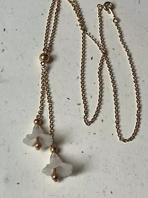 Vintage Goldtone Chain W Long Clear Plastic Abstract Cala Lily Flower Tassel Pen • $13.27