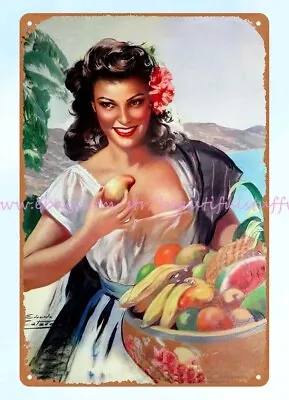 Canlendar Art Mexican Pretty Girl Metal Tin Sign Decorative Gifts • $18.89