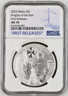 Malta 2023 5 Euro 1-oz Silver Knights Of The Past BU NGC MS70 FR W/ OGP • $119