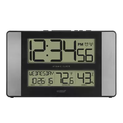 La Crosse Technology Atomic Digital Clock Temperature/Humidity Aluminum Finish • $37.63