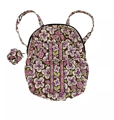 Vera Bradley Quilted Mini Backpack With Coin Purse Plum Petals Floral Purple • $25