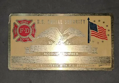 Cool Vintage Metal Social Security Card - FIRE FIGHTER - Not Engraved - NOS • $4.99