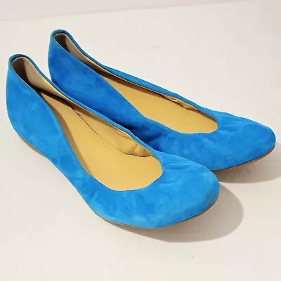 J Crew Cece Turquoise Suede Leather Slip-on Ballet Flats Women's Size 7.5 • $26.95