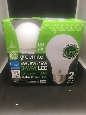  Greenlite A19  3 Way Light Bulbs 40/60/100 Watt LED 3000K. 2 PK. • $10.98