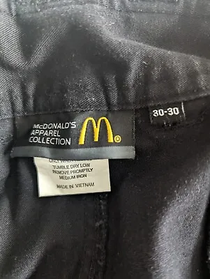 McDonald's Apparel Collection Men's 30x30 Black Crew Cargo Slacks Pants -MC262S • $27.49