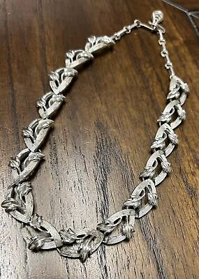 Vintage CORO Silver Tone Textured Choker Necklace • $14.99