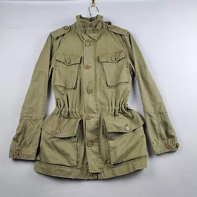 J.Crew Fatigue Military Parka Jacket Women's XS Olive Green 100% Cotton Hooded • $29.99