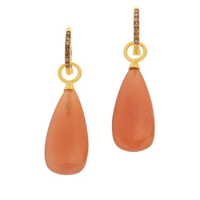 Rarities Sterling Silver Diamond-Accented Peach Moonstone Drop Earrings. • $110.49