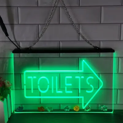 Toilets Arrow LED Neon Light Sign Wall Art WashroomClubResturentsHotelMotels • $22.49