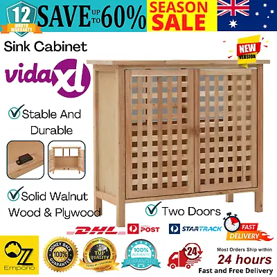 Wooden Sink Cabinet Bathroom Storage Cupboard Vanity Unit Stylish Lattice Design • $121.59