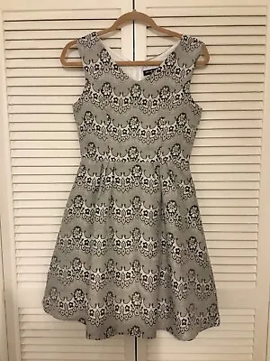 COTTON CLUB Grey Mix Floral Lined Dress Size 12 NEW. • £5