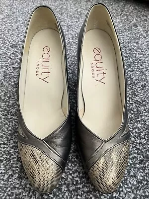 £3.99 • Buy Equity Women’s Bronze Gold  Snake Slip On Court Heeled Leather Style Shoes UK3