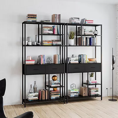 Tall Bookshelf With Drawers Industrial Book Display Shelf Bookcase Storage Shelf • $99.95