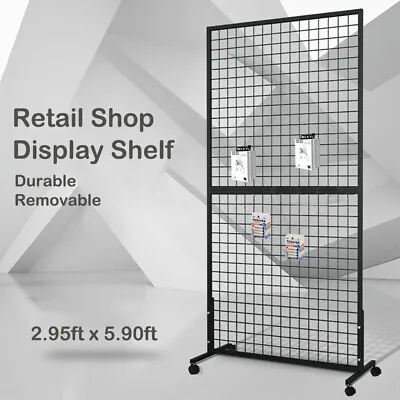 Gridwall Mesh Panel Retail Shop Display Shelf Stand With Wheels 2.95ft X 5.90ft • £77.89