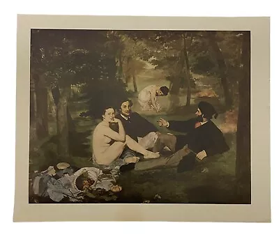 Manet 1863 Luncheon On The Grass 11-1/2  X 9-1/2  Vintage Art Print 1953 • $12.99