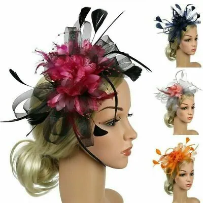 $13.99 • Buy Feather Hair Fascinator On Headband Wedding Dance Party Royal Ascot Race Bespoke