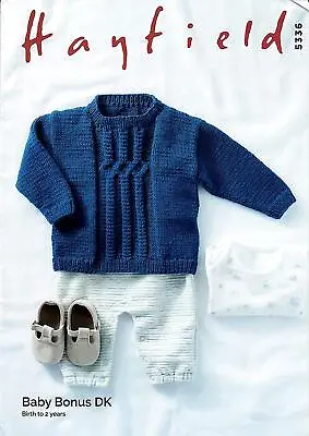 Sirdar Knitting Pattern - Hayfield Baby Bonus DK Boys Sweater 5336 • £6.49