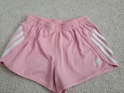 Adidas Girls Youth Mesh Athletic Shorts Pink Small 7/8 Elastic Waist • $8