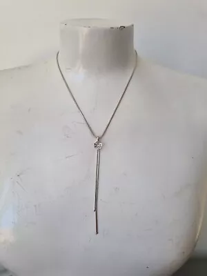 £2 • Buy Pretty M&S Dilver Tone Y Drop Necklace & Gem Costume Jewellery