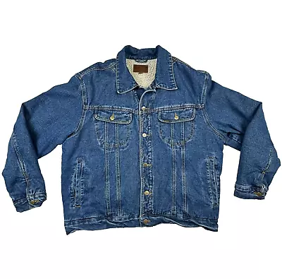 Vintage Lee Men's XL Blue Denim Jean Jacket Sherpa Lined Button Down Trucker • $74.99