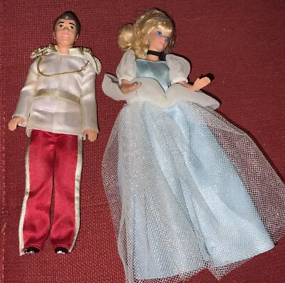 Vintage Mattel Disney Cinderella And Prince Charming Dolls Doll Set With Dress • $24
