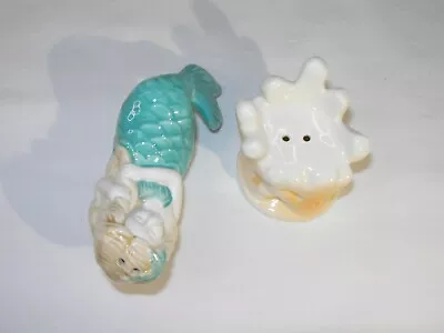 Set Of Mermaid On Coral Seat Salt & Pepper Shakers • $9.99