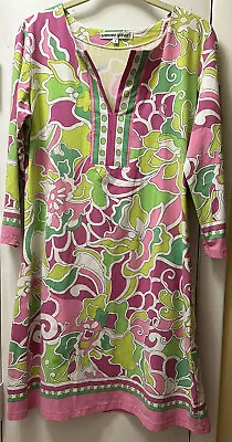 Barbara Gerwit SZ L Stretch Split Neck 3/4 Sleeve Cotton/Lycra Shift Dress NWOT • $23.95