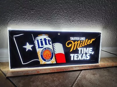 ANIMATED MILLER LITE  Miller Time TEXAS  LED BEER BAR SIGN MANCAVE LIGHT CAN NEW • $200