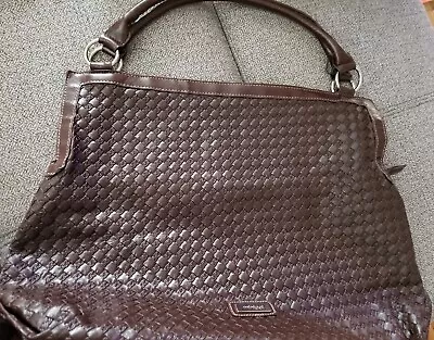 Minicci Womens Faux Leather Purse Brown Handbag Braided Pattern • $14.99