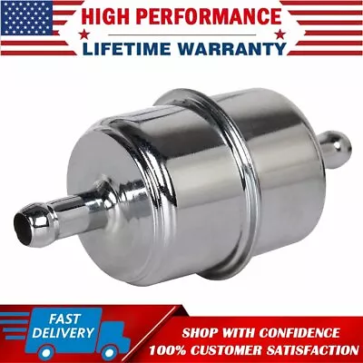 Universal Chrome Fuel Filter Inline 10mm  3/8  Hose Carbureter Petrol Diesel Gas • $8.99