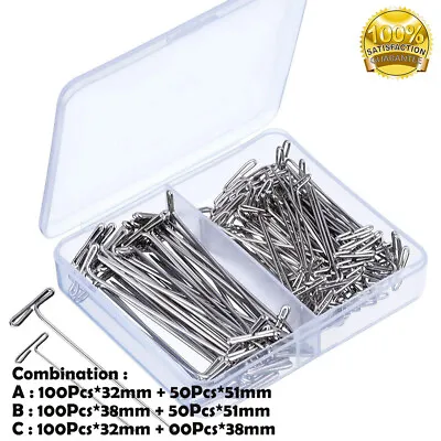 Silver Metal T Pins 32/38/55mm Modelling Crafts Sewing Macrame Wigs Diy • £8.43