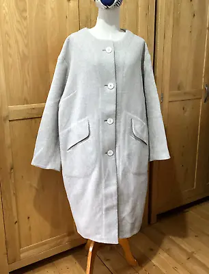 ANNETTE GORTZ Boiled Wool Cocoon Coat L Chest 50” Recycled Wool Oatmeal 42” Long • £120