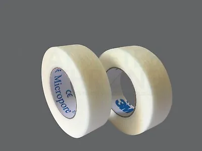 2 Rolls 3M Micropore Surgical Tape 1.25cm X 9M First Aid Eye Lash Extension  • £2.89