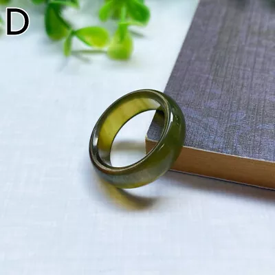 Finger Ring Band Men Women Ring Natural Agate Jade Ring Party Jewelry Gift 18mm • £3.29