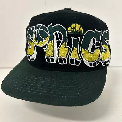 Custom Seattle Sonics NBA Graffiti SnapBack Hat Cap Rare NOT VINTAGE • $160