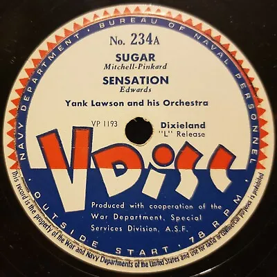 V-Disc No.234 Yank Lawson Sugar-Sensation Harry James W/Buddy Divito's 78Rpm • $35
