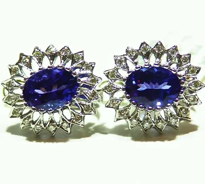 2.97CT 14K Gold Natural Tanzanite Diamond AAA Drop Engagement Earrings Vintage • £1446.90