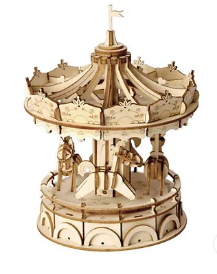 Robotime Rolife Merry-Go-Round Carousel 3D Wooden Puzzle Model Kit DIY Craft • £10