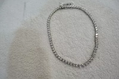 MACYS Tiara Cubic Zirconia Graduated 18  Collar Necklace In Sterling Silver • $119.99