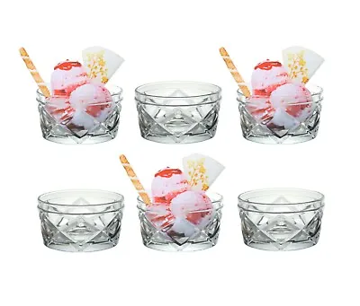 6 Ice Cream Bowl Sundae Glasses Snack Appetizer Dip Glass Starter Serving Dish • £10.99
